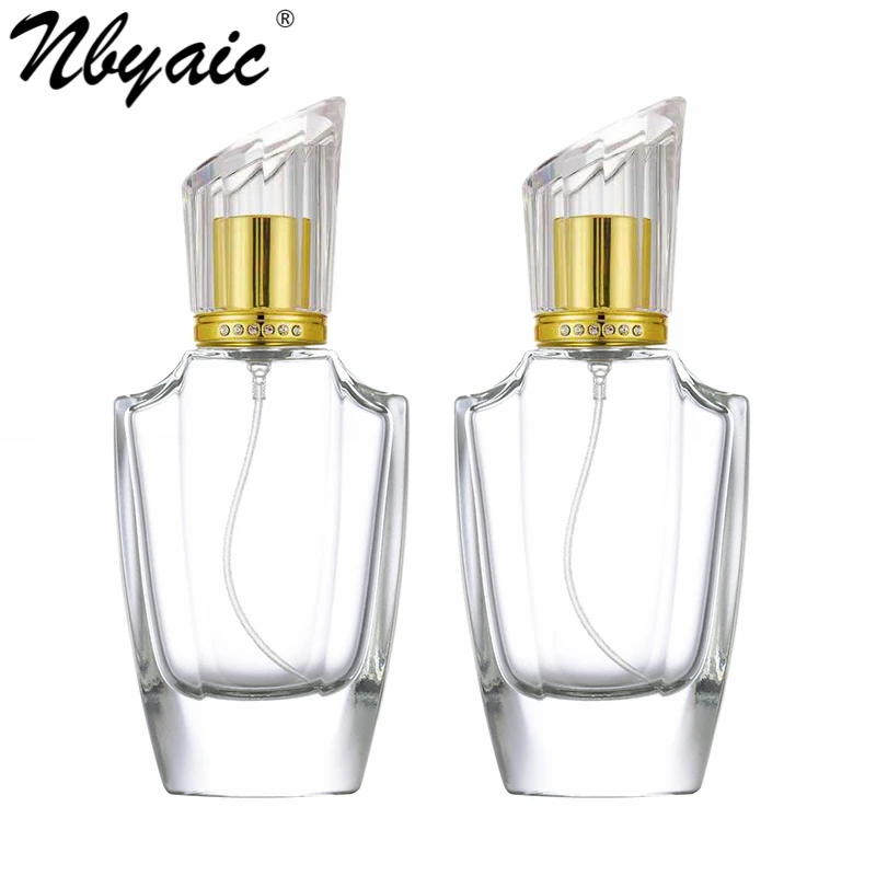 Nbyaic 50ml Irregular Diamond Lid Filled Glass Empty Bottle Large Capacity Perfume Replacement Spray Empty Bottle 1pcs