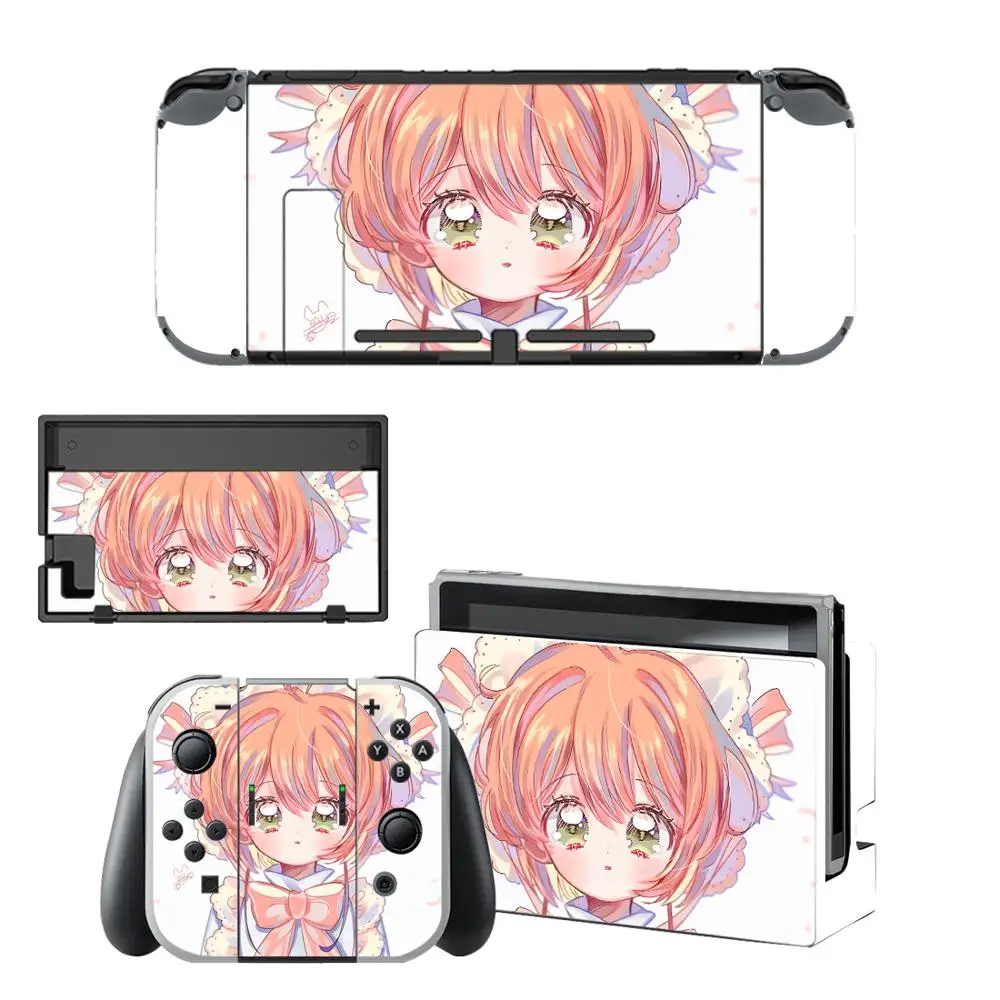 Protetor de pele de vinil adesivo cartão captor sakura skins para nintendo switch ns console + controlador suporte doca adesivos