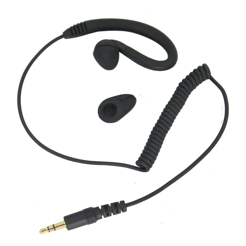 XIERDE 3.5mm single earphone ear hook, connect walkie talkie microphone single listening earphone with spiral intercom earphone