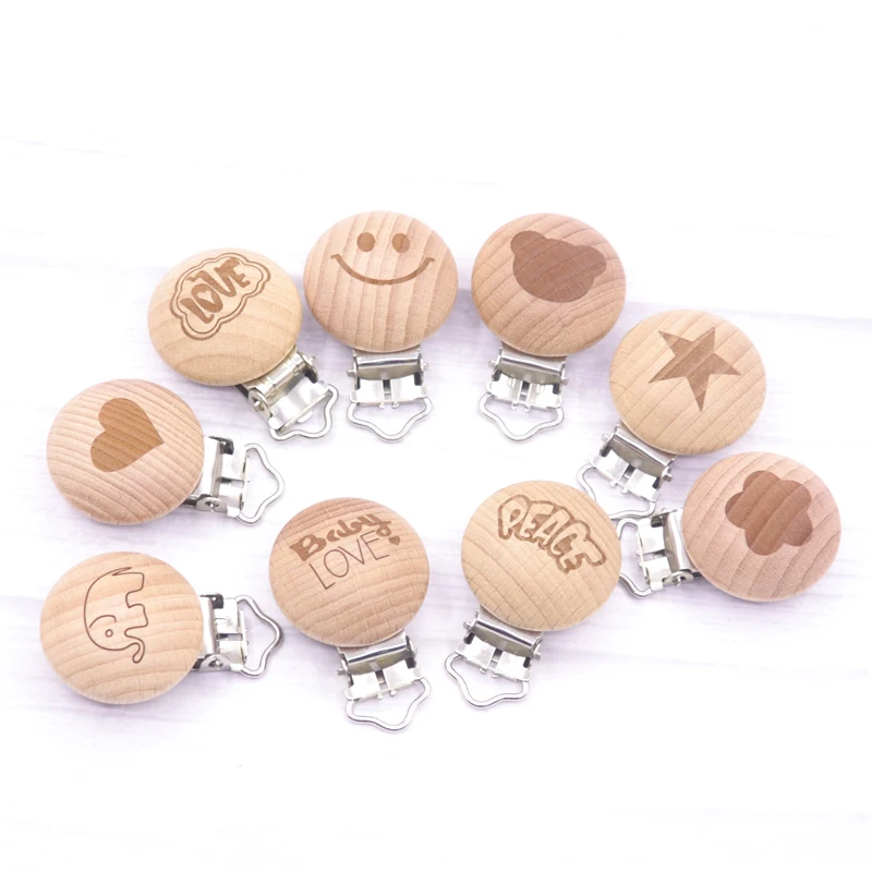 

50Pcs Animal Beech Wood Baby Pacifier Clip Dummy Clip Nipple Holder Chupetas Wholesale Dropshipping