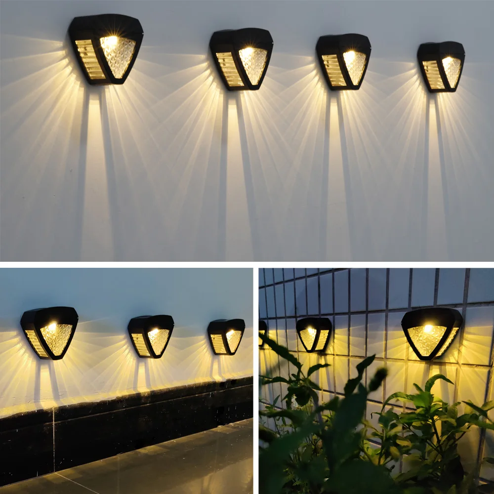 LED Solar Light Outdoor Wall Light Garden Decoration Deck Stair Light Waterproof Solar Fence Lamp Step Light Landscape Wall Lamp