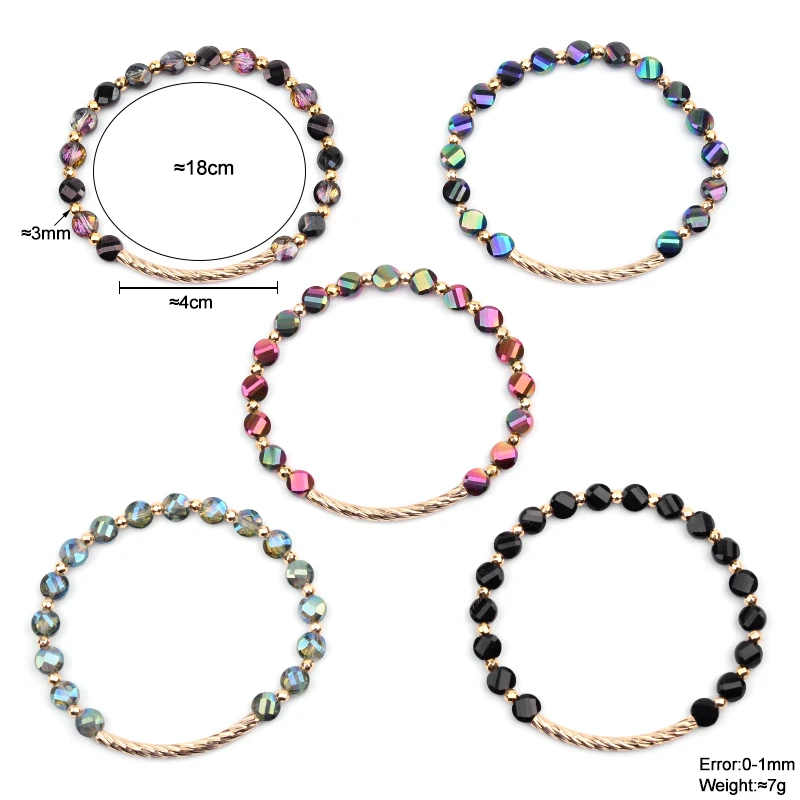 BOJIU – Bracelets personnalisés en perles de cristal, faits à la main pour femmes, Tube en cuivre doré réglable, bijoux pour dames, livraison