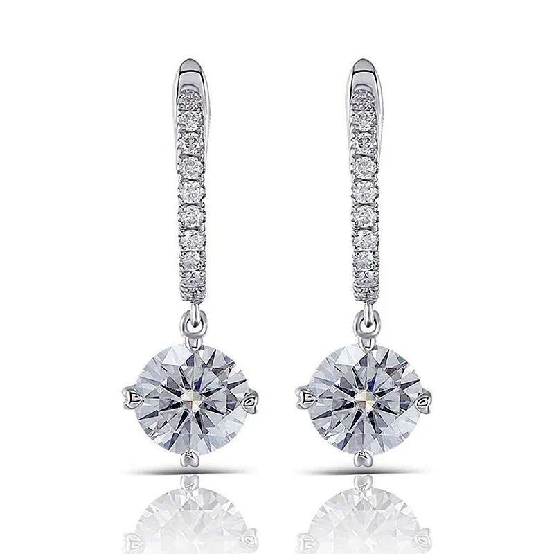 Huitan Luxury Fashion Cubic Zirconia Dangle Earrings for Women Elegant Bridal Engagement Wedding Accessories Simple Hot Jewelry view 5