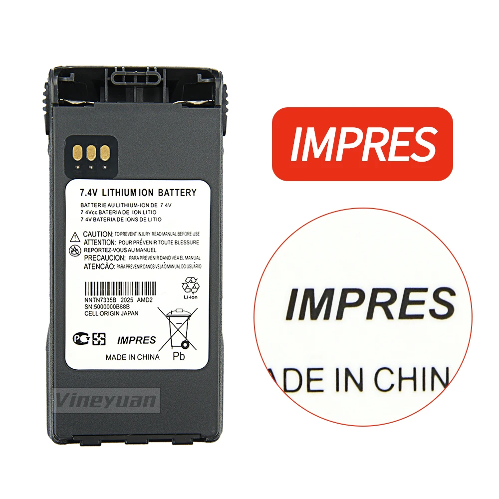 NNTN7335B IMPRES Battery for Motorola XTS1500 XTS2500 PR1500 MT1500 Two Way Radios Replacement Li-ion Battery(2800mAh)