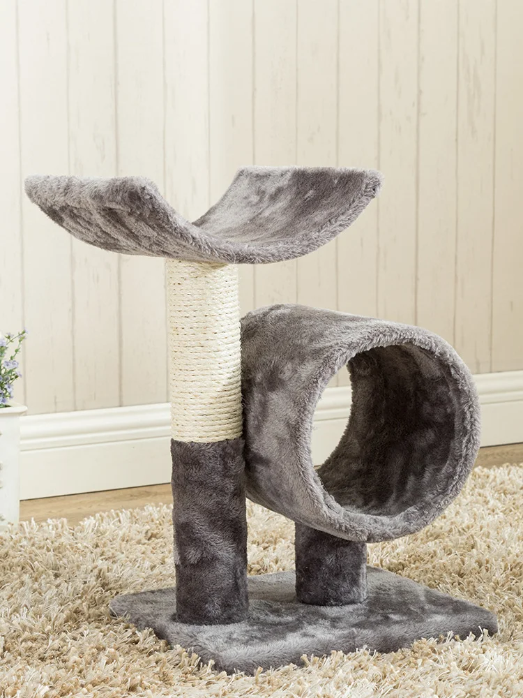 Simple cat climbing frame cat litter cat toy cat scratching board tree hole cat scratching post plush cloth small