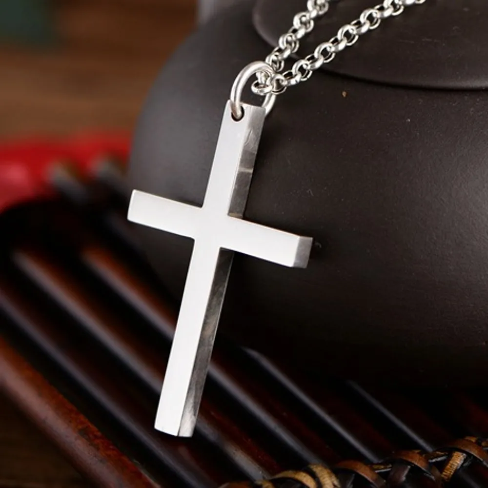 BOCAI New 100% S925Pure Silver Jewelry Accessories Simple Glossy Jesus Cross Fashion Man and Woman Pendants