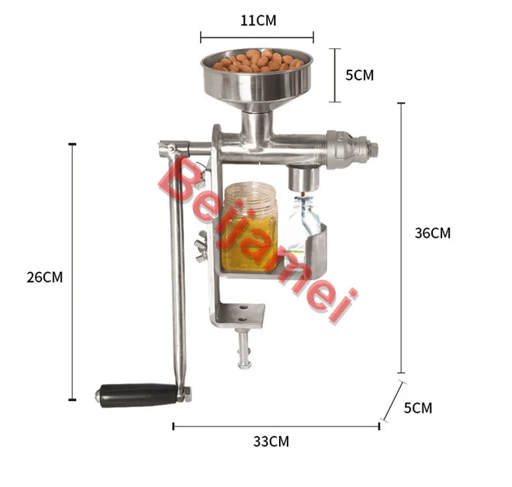 BEIJAMEI Manual Oil Press Machine Household Oil Extractor Peanut Nuts Seeds Oil Press Machine