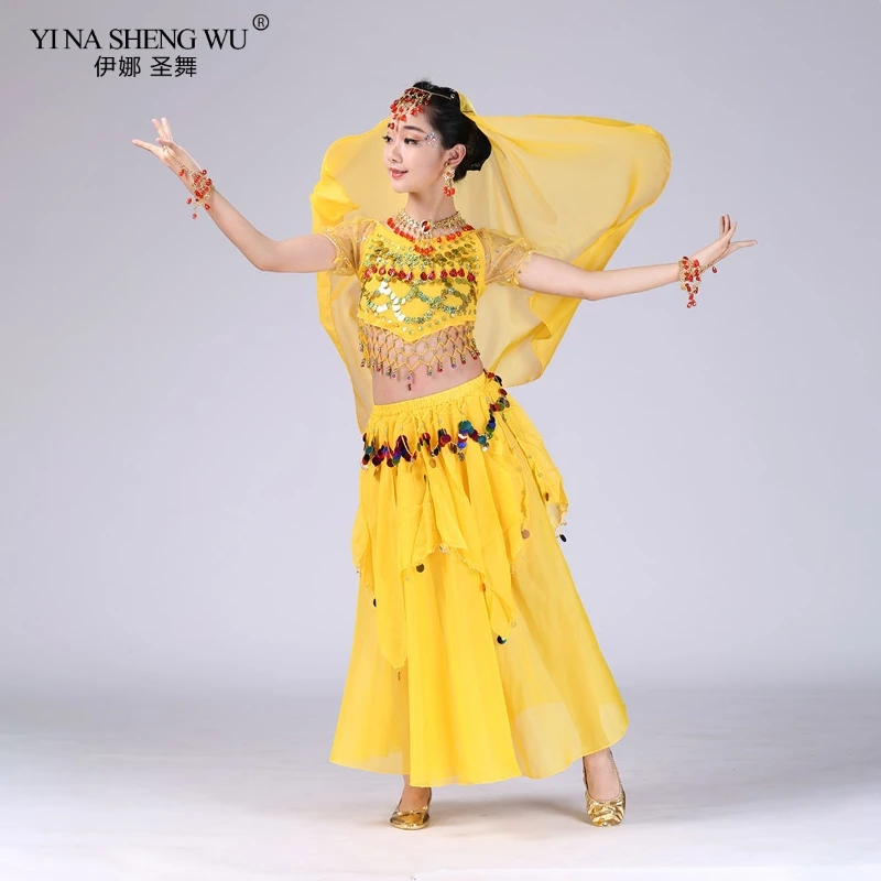 Costume de danse orientale pour enfants, tenue indienne pour danser le ventre, 4 pièces/ensemble