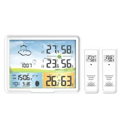 FABISENSE Weather Station Clocks Wireless Digital Thermometer Hygrometer Forecast Calendars Moon Phase Snooze Alarm Clock PT20B