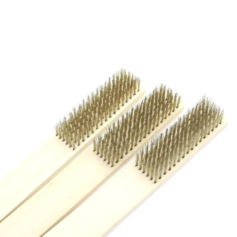 12PC Wood Handle Wire Brush Stainless Steel Paint Remove Rust Brushes Cleaning Polishing Detail Metal Brushes Clean Tools