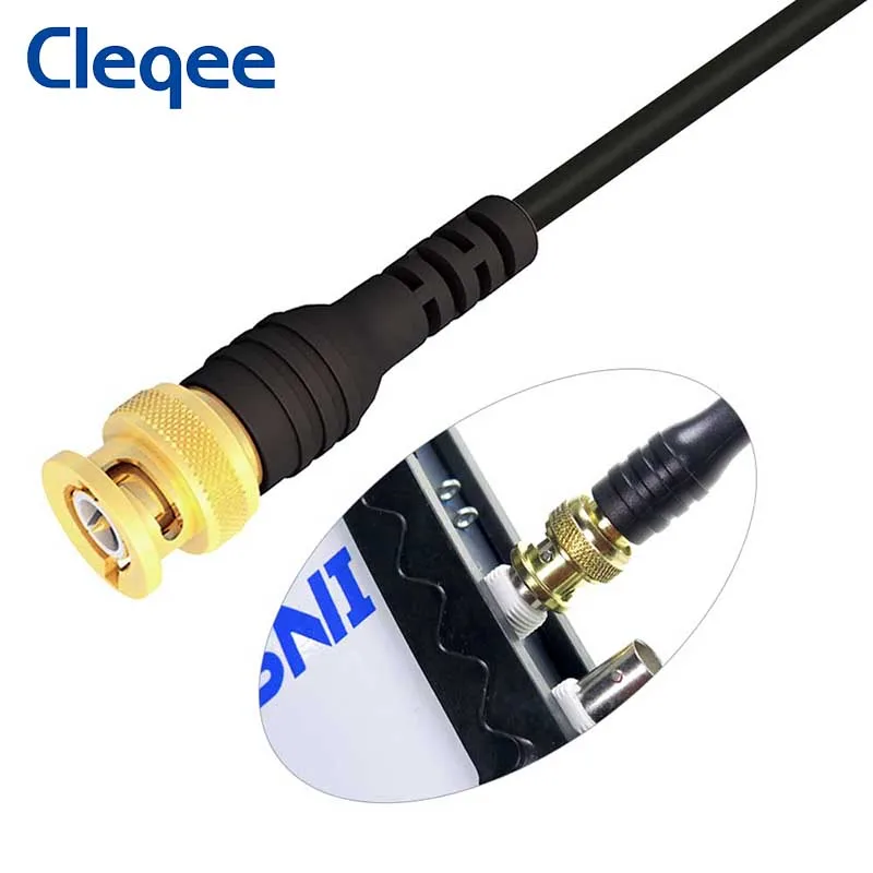 Cleqee-conector P1065 chapado en oro BNC a 4mm, prueba de osciloscopio, Cable de enchufe macho BNC, 120CM, 500V, 5A