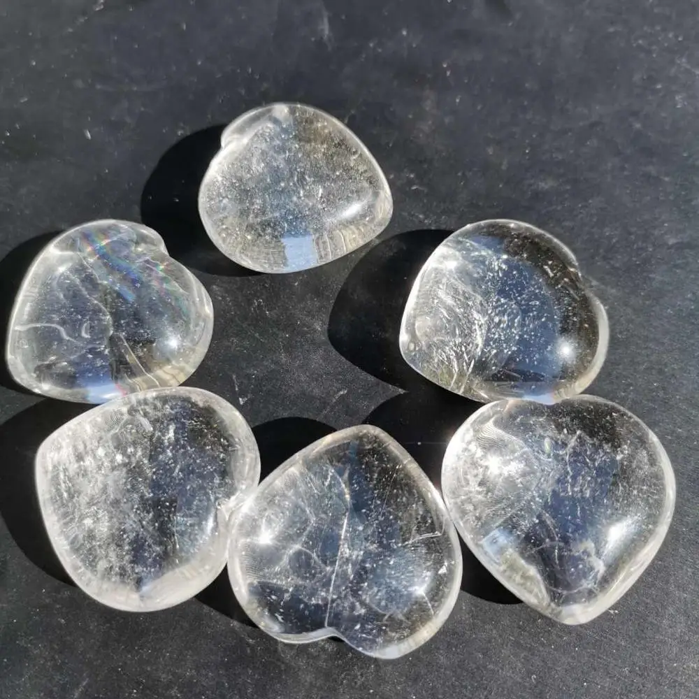 3cm Natural clear quartz crystal Heart Stone transparent Rock crystal Healing Stone