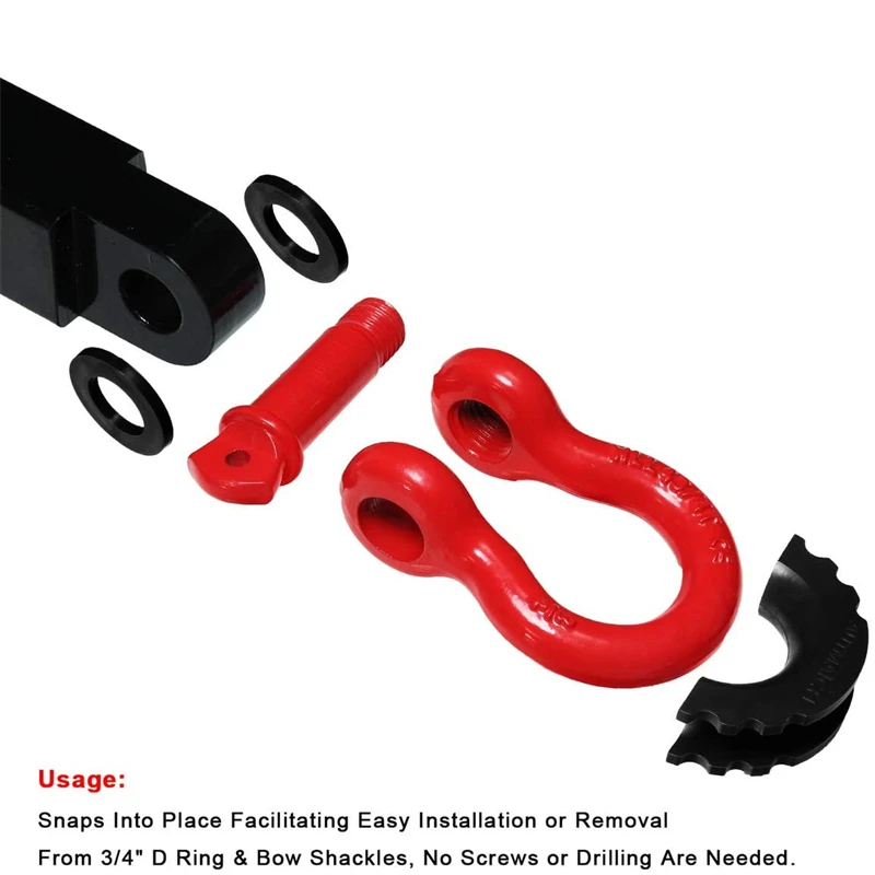 D-Ring Shackle Isolator with Washers for 3/4 inch Towing Shackles Bumper Protector to protect your bow shackle