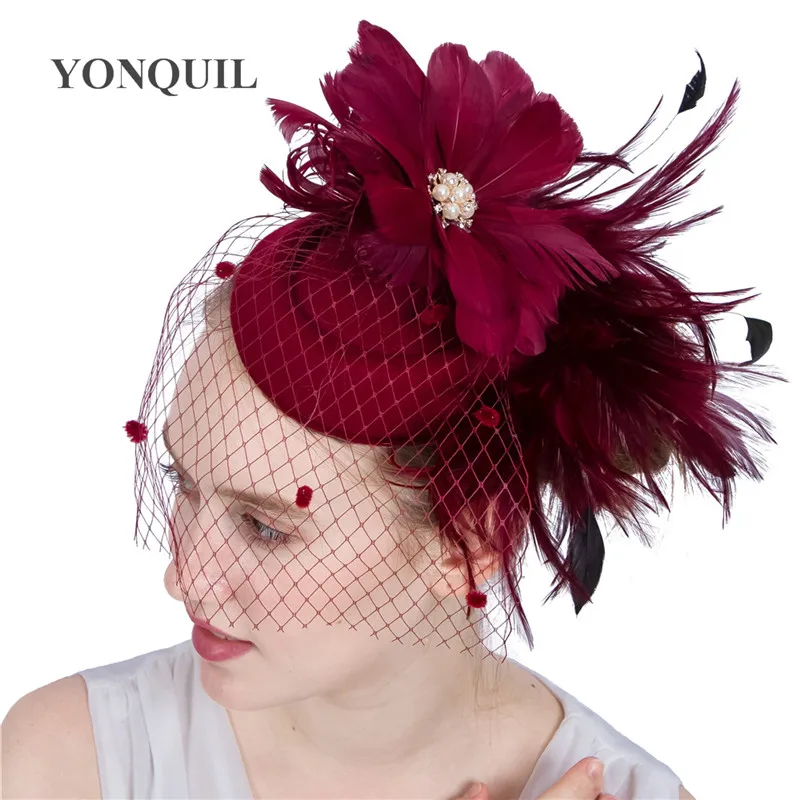 kentucky Sinamay Fascinators With Marron Feather Derby Occasion Melbourne Race Church Hat Bridal Wedding Headpieces Multi Colors