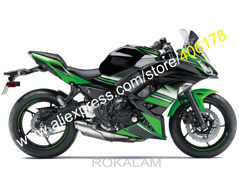 For Kawasaki Ninja 650R ER-6F ER 6F 2017 2018 2019  ER6F 650 17 18 19 Green Black Aftermarket Fairing Kit (Injection Molding)