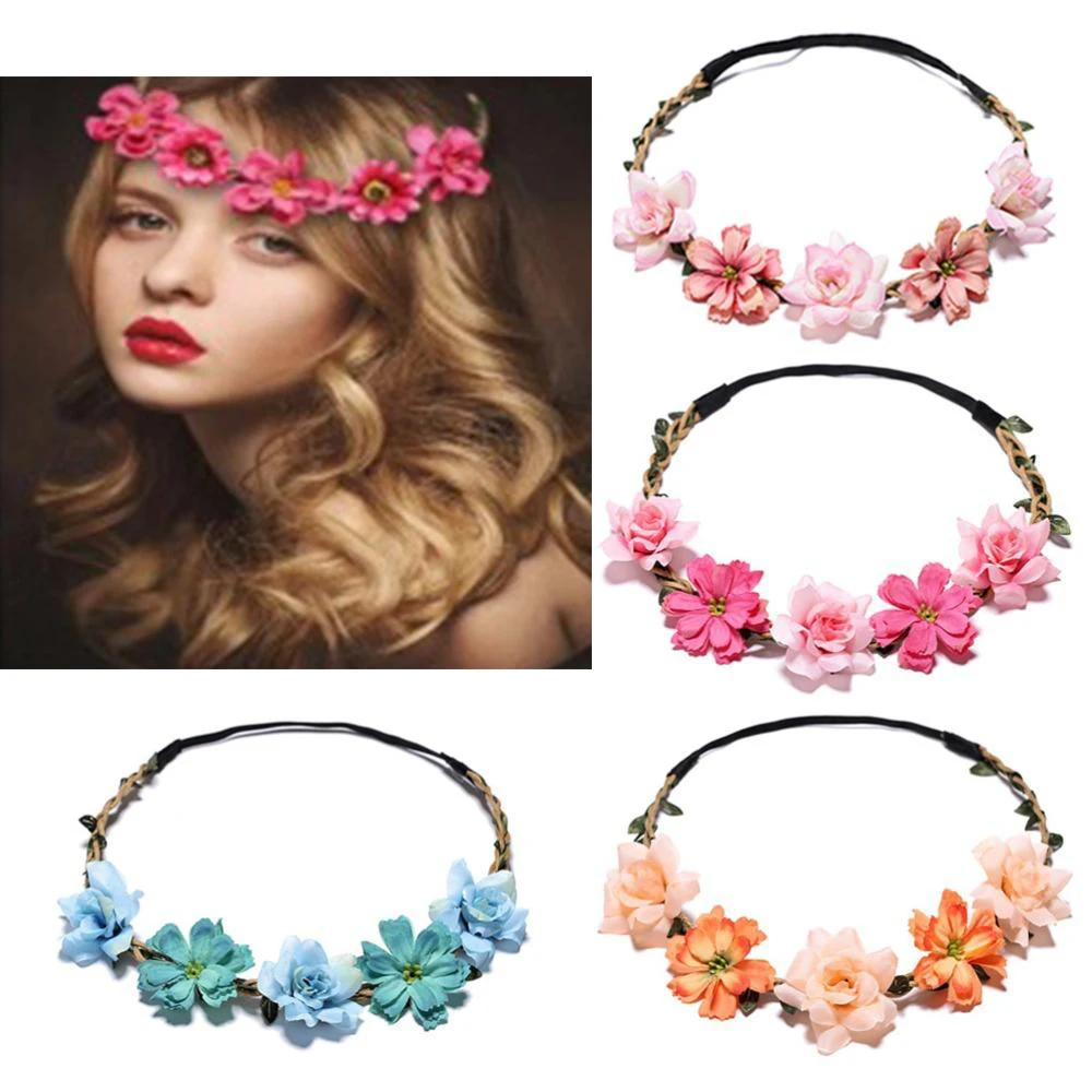 New Years Floral Crown Fashion Flower Headband for Beatuiful Girls Crown Hair Accessories Party Stylish Tools Hair Band