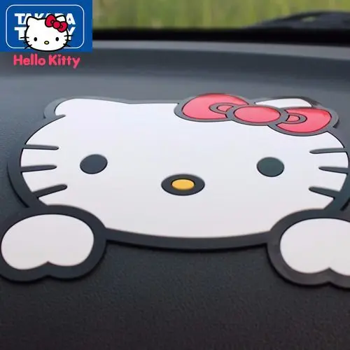 TAKARA TOMY Hello Kitty Cute Cartoon Car Anti-slip Ma Creative Car Mobile Phone Silicone Pad Center Console Decorative Ornaments