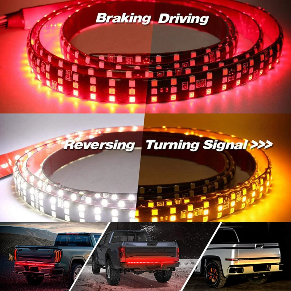 Tailgate LED Light Strip Rear Tail Light Assembly Trailer Lamp Turn With DRL Brake Light For Pickup Toyota Ford Car Accessories