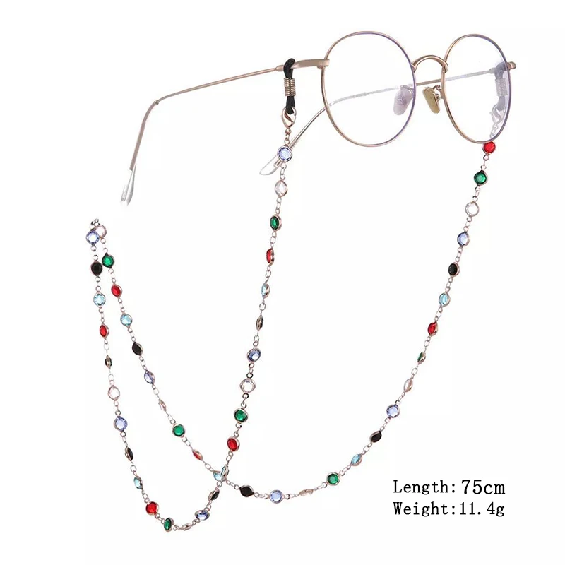 Colorful Crystal Bead Eyeglass Holder Fashion Glasses Chain For Women Eye Accessories Eyewear Straps Cord Sunglasses String Gift