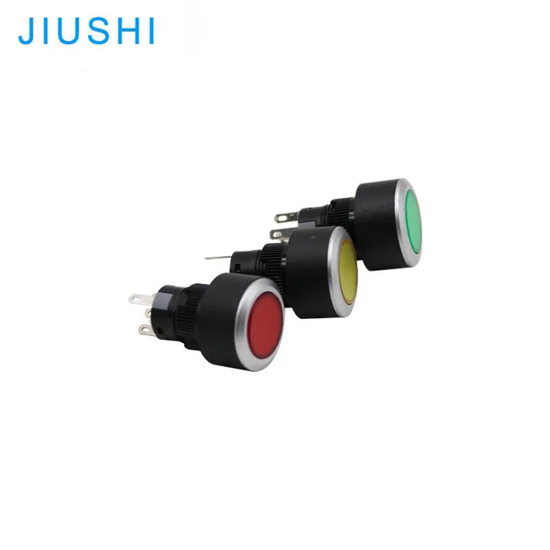 

10pcs SMU-11D High quality 5pins round flat head 22mm button illuminated momentary plastic push button switch LED