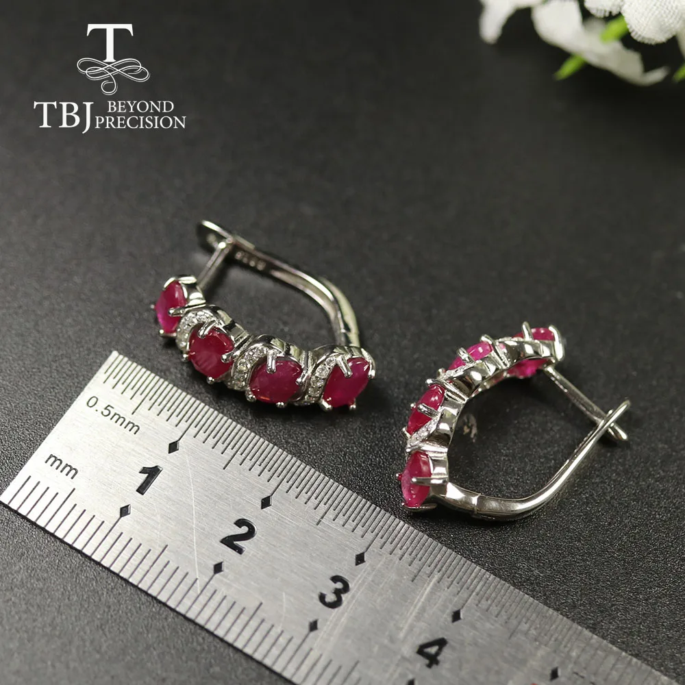 New Natural Ruby Earring 5ct oval 4*6mm real gemstone Clasp earring 925 sterling silver fine jewelry for women mom gift