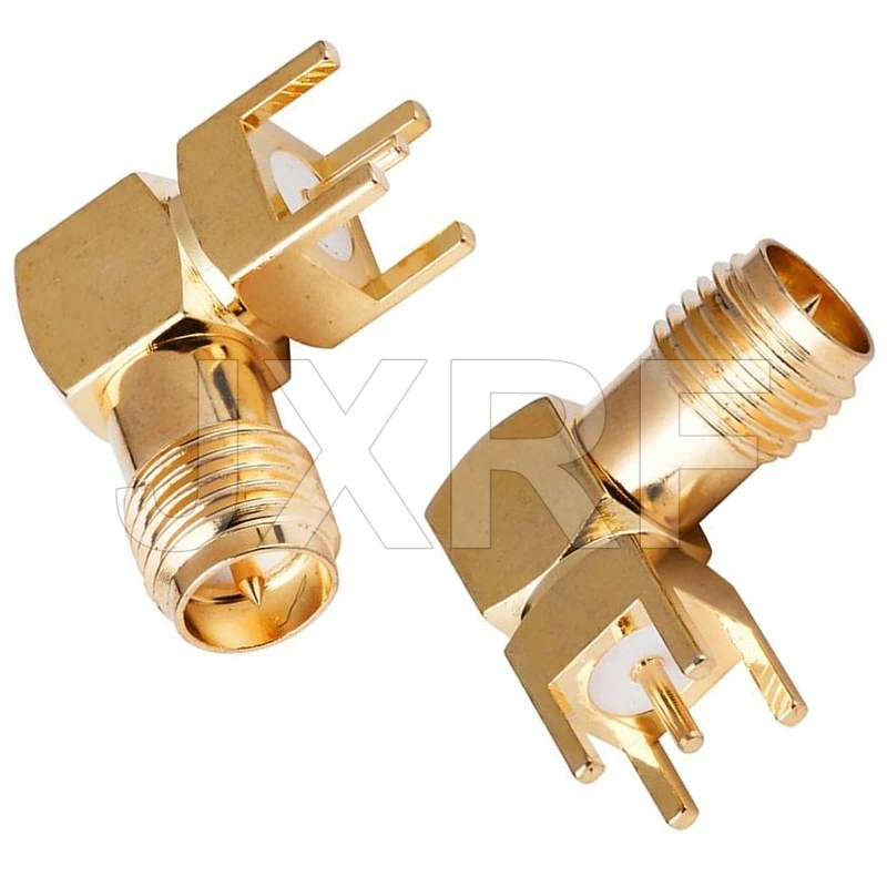 10 Stück SMA-Buchse Steckeradapter mit Lötanschluss für PCB, gerade und rechtwinklig, HF-Kupfer-Steckverbinder