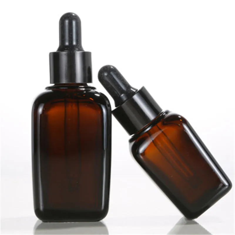 Pipette de réactif en verre ambre, bouteille d\'huiles essentielles, compte-gouttes oculaire, récipients vides d\'aromathérapie, 10ml 20ml 30ml 50ml