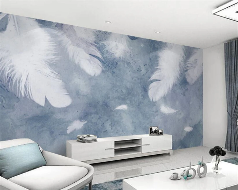 beibehang Customized modern fashion three-dimensional interior decoration painting European feather wallpaper papier peint