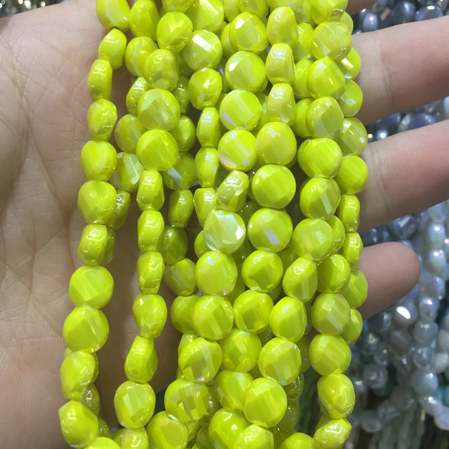8mm Solid Color Faceted Glass Twisted Beads Flat Round Crystal Austria Beads for Jewelry Making DIY Earrings Necklace Findings