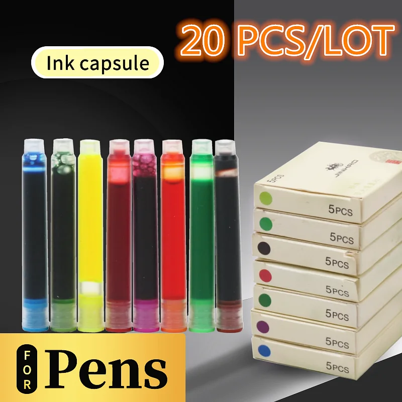 Color Fountain Pen Ink Fill the Ink Capsule 2.8mm inner diameter Suitable for most pens 20 PCS/LOT