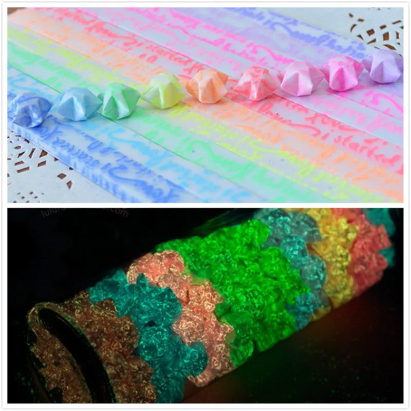 600pcs Happy Glow in Dark Lucky Star Origami Fluorescence Folding Strip Paper Best Wishes Handcraft Gift Craft Paper Decor