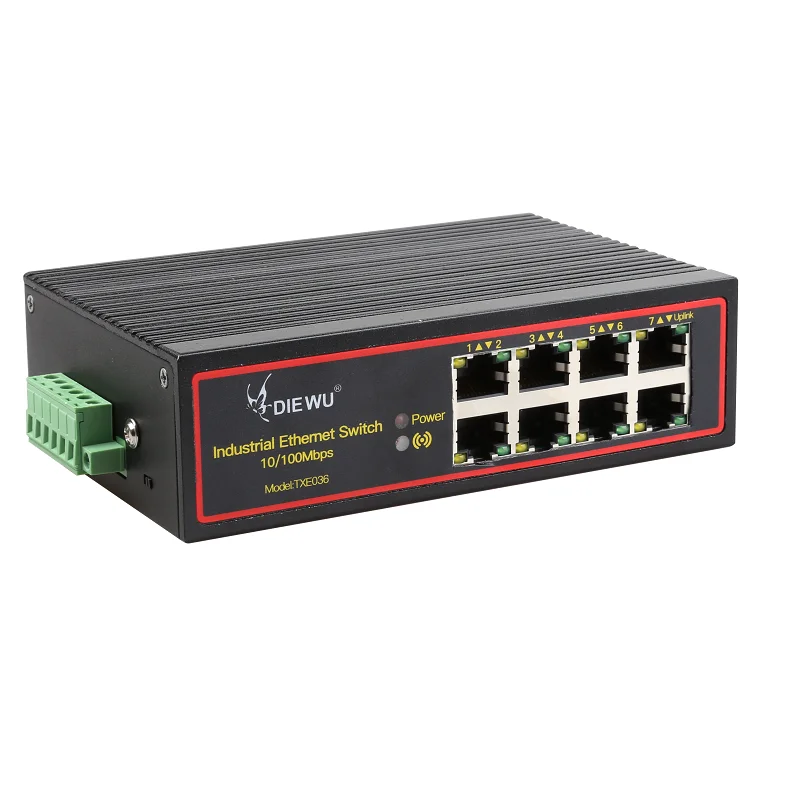 

8 Ports 10/100M Industrial Ethernet Enhance Switch 8 Port RJ45 VLAN Signal increased to 250m