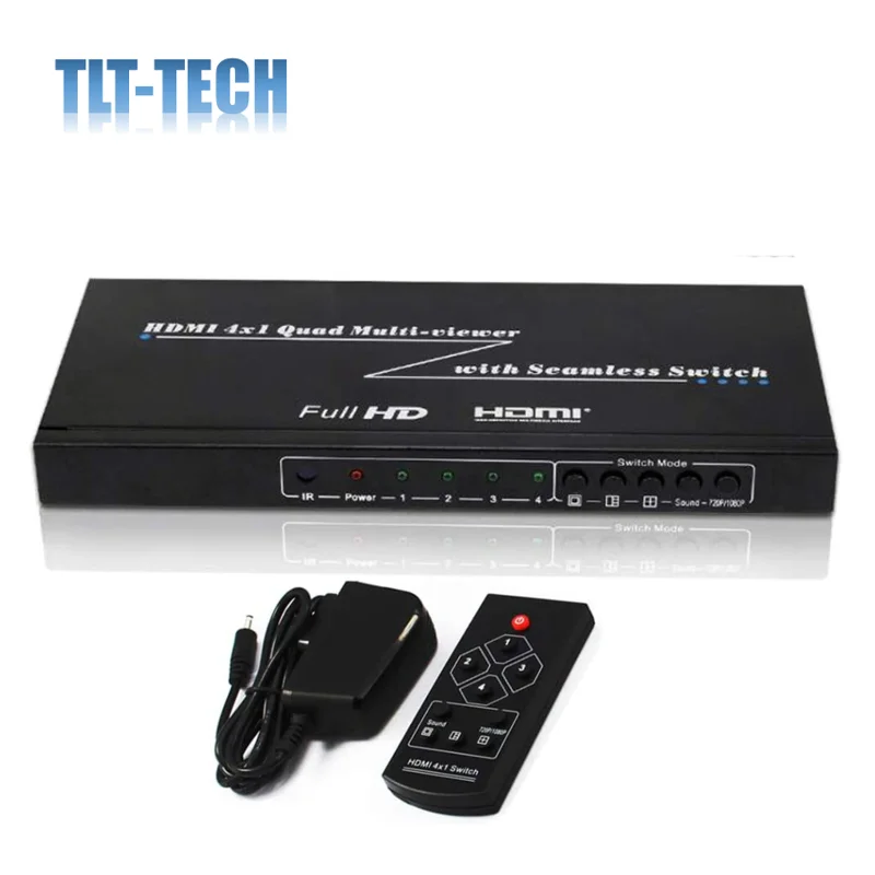 2020 Best HDMI 4X1 Multi-Viewer Splitter with Seamless Switcher 4 Ports IR Control