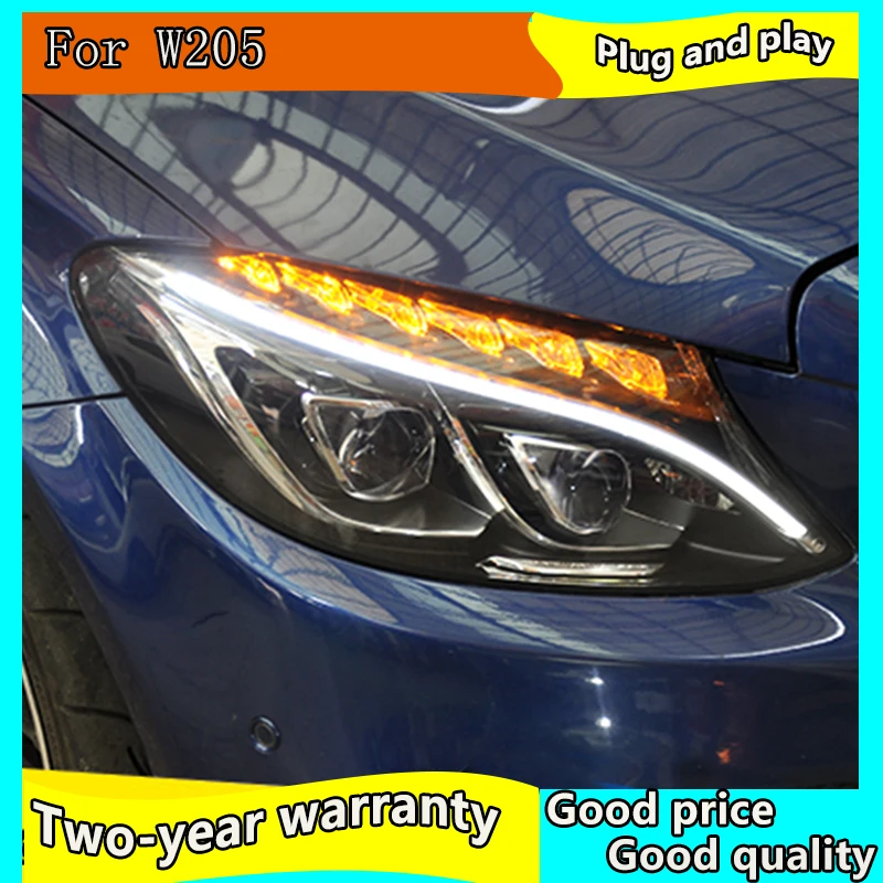 

Car Styling Head Lamp for W205 Headlights 2014-2017 C300 C260 New All LED Headlight LED DRL Hid Bi Xenon Auto Accessories