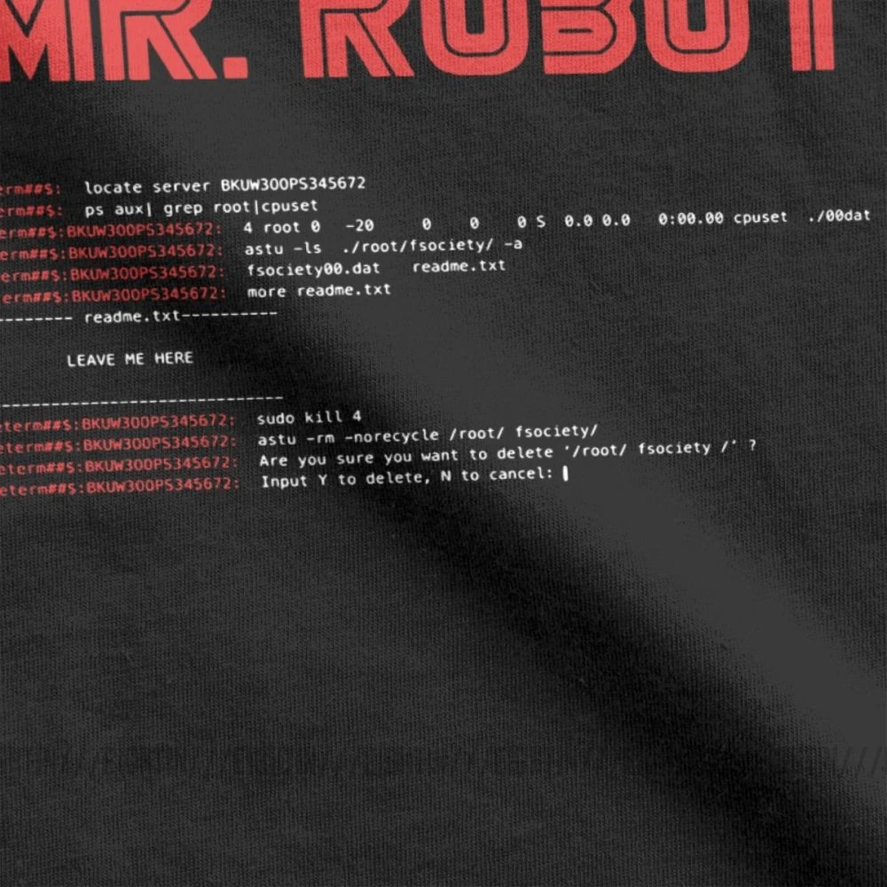 Mr Robot Fsociety00.dat T-Shirt Men Hacker Fsociety Hack Linux Programmer Awesome Cotton Tee Short Sleeve T Shirts Adult Tops