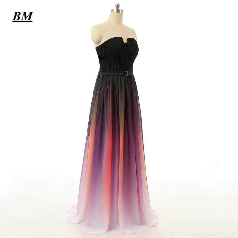 2025 Sexy Sweetheart Gradient Chiffon Prom Dresses Beaded Long Ombre Formal Evening Dress Party Gown Vestidos De Gala BM162