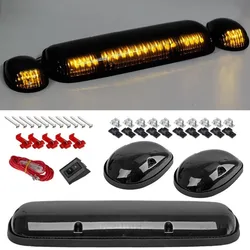3x For 2002-2007 Chevy Silverado/GMC Sierra Smoke Cab Roof Running Amber 30PCS LED Lights