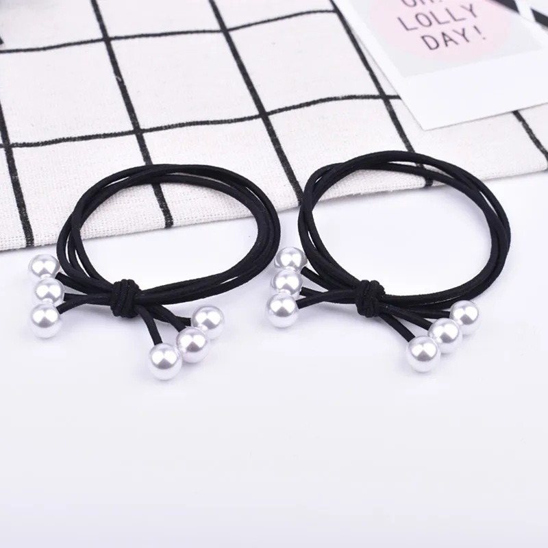 4pcs/lot Women Hair Accessories flowers Beads Headbands Ponytail Holder Girls Scrunchies  Elastic Hair Bands Rubber Rope Headdre