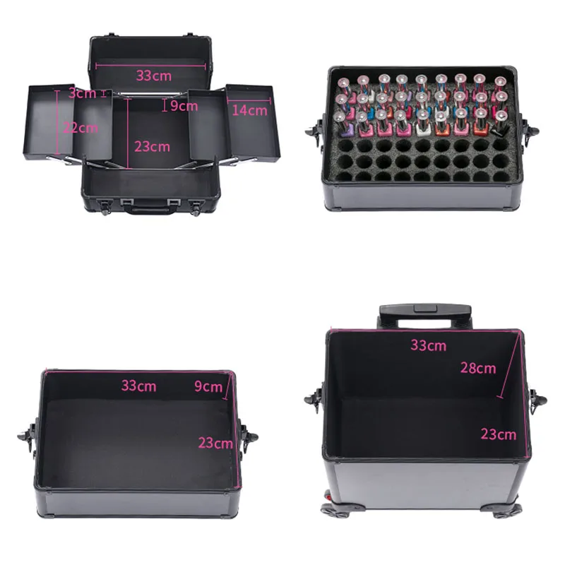 Professional Makeup Suitcase Large Capacity Cosmetology Manicure Cosmetic Box Folding Storage Rotating Organizer Customized