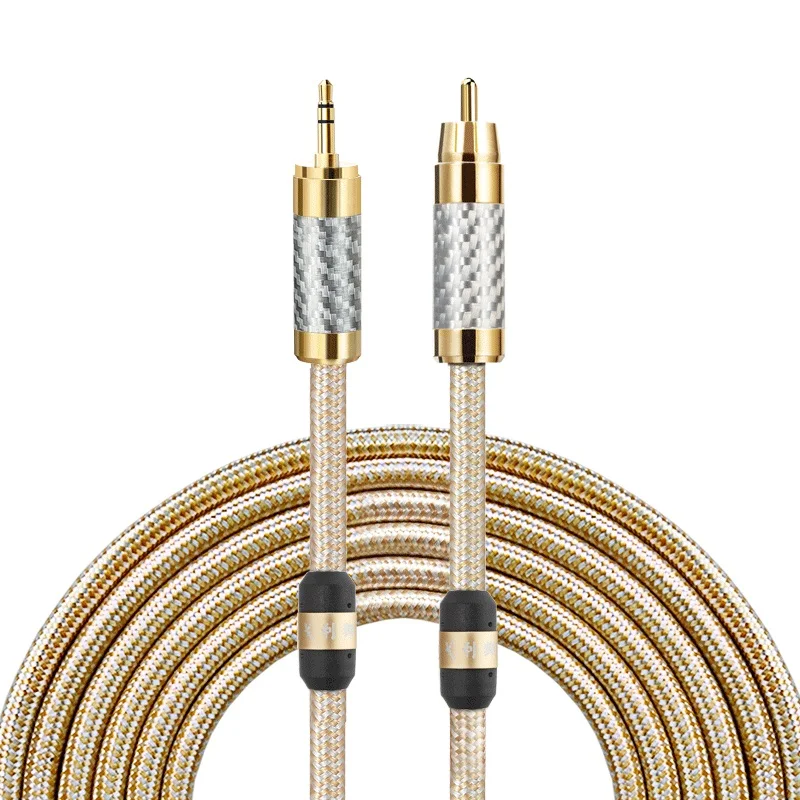 HIFI Mini Jack 3.5mm to RCA Audio Cable for Mobile Phone Headphone Latop TV DVD Amplifier Soundbox Silver-plated Cable