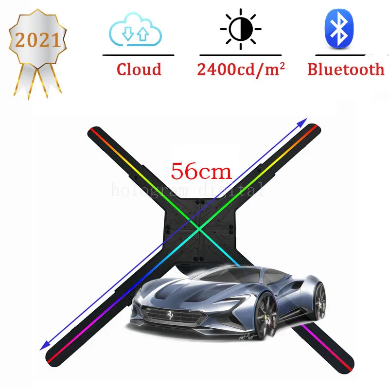 Updating 56CM 4 fan hologram fan light with wifi cloud control 3D hologram Advertising Display LED Fan hologram