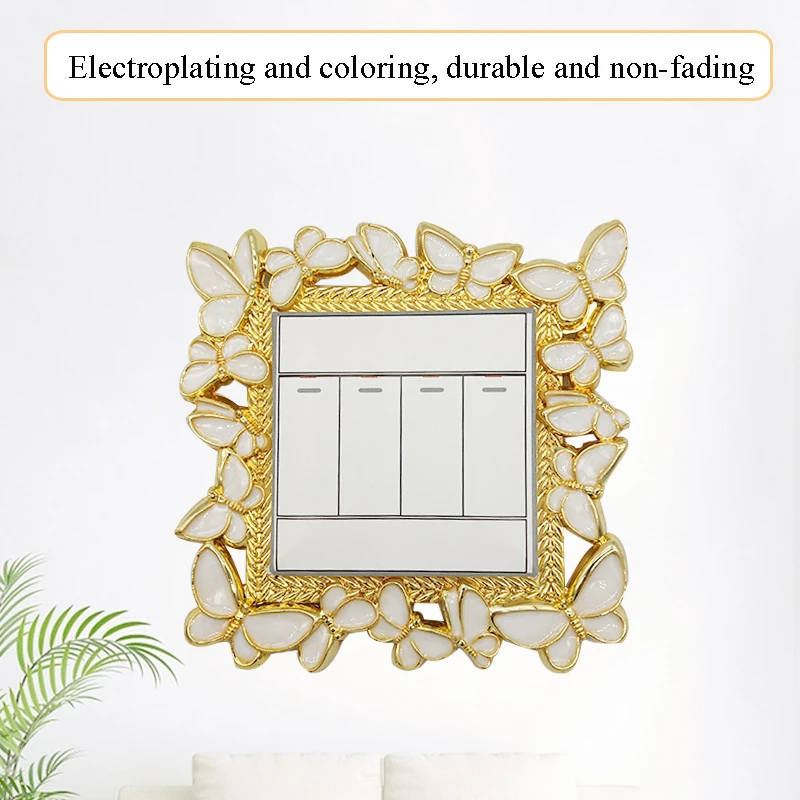 2021 European style dustproof butterfly switch stickers decorative stickers children\'s room cartoon switch protective cover