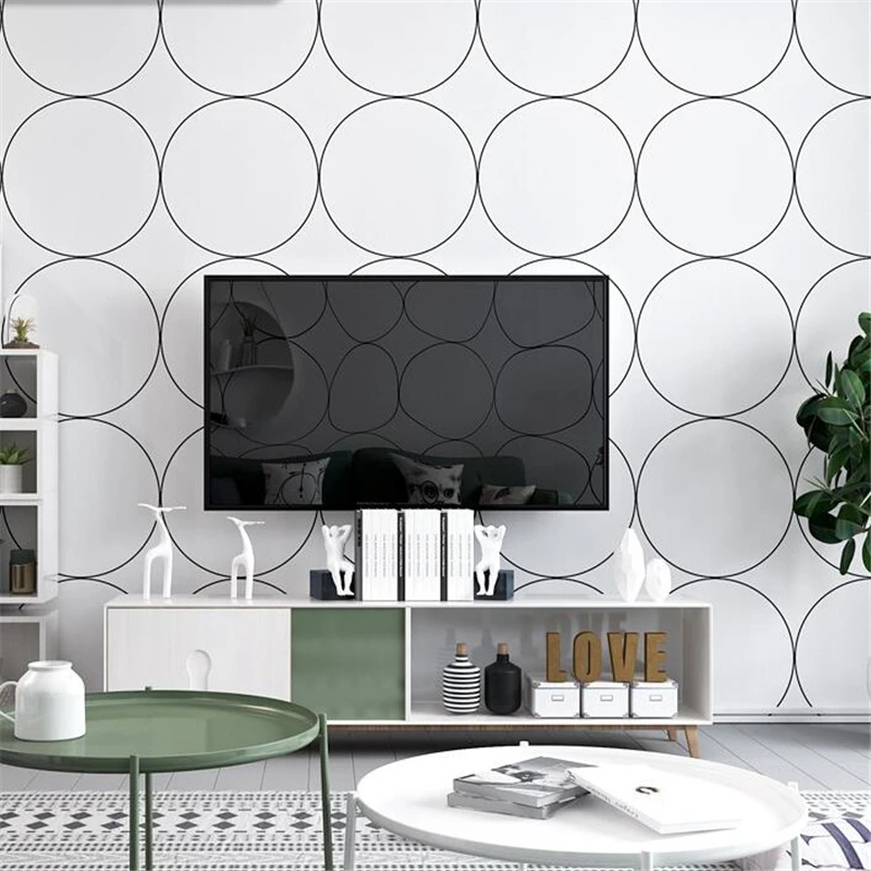 WELLYU Nordic style wallpaper ins sofa background black and white plaid geometric bedroom living room minimalist wallpaper