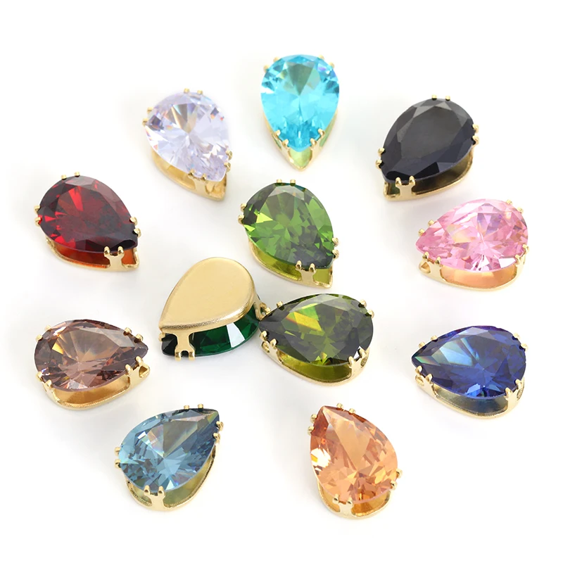 Pipatian Natural Gemstone Teardrop High Quality Zircon Sewing Jewelry Stone Decorative Crafts Emerald Gems Accessories Diy Decor