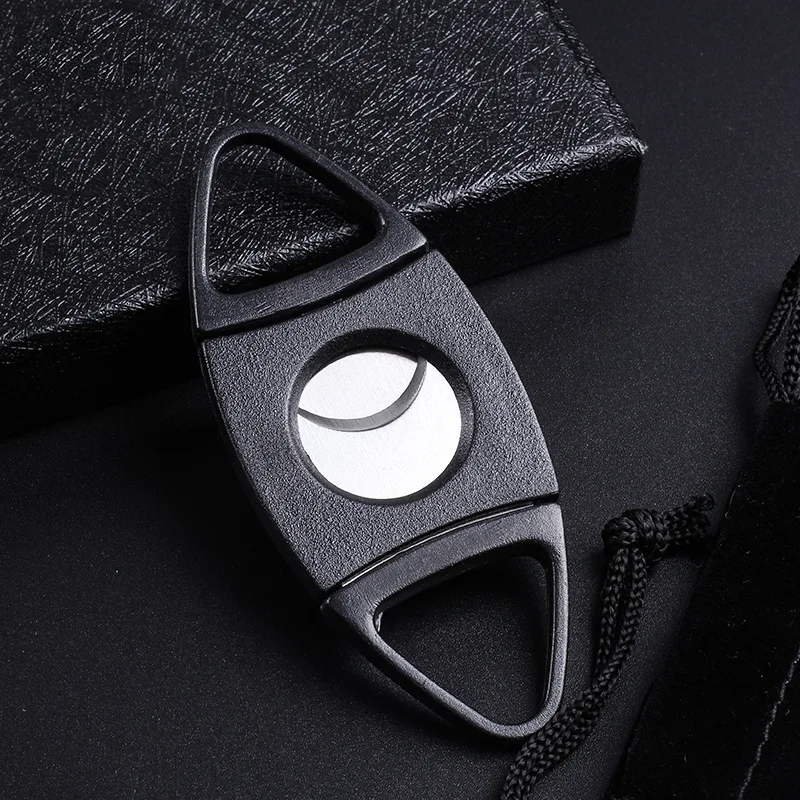 Pointed economical simple black stainless steel cigar cutter and cigar cutter smoking accessories  tobacco accessories