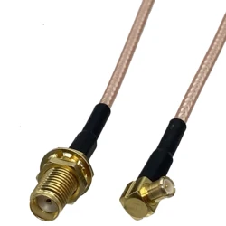 RG316 Cable SMA Female Nut Bulkhead to MCX Male Plug Right Angle Connector RF Coaxial Pigtail Jumper Adapter Wire New 4inch~10FT