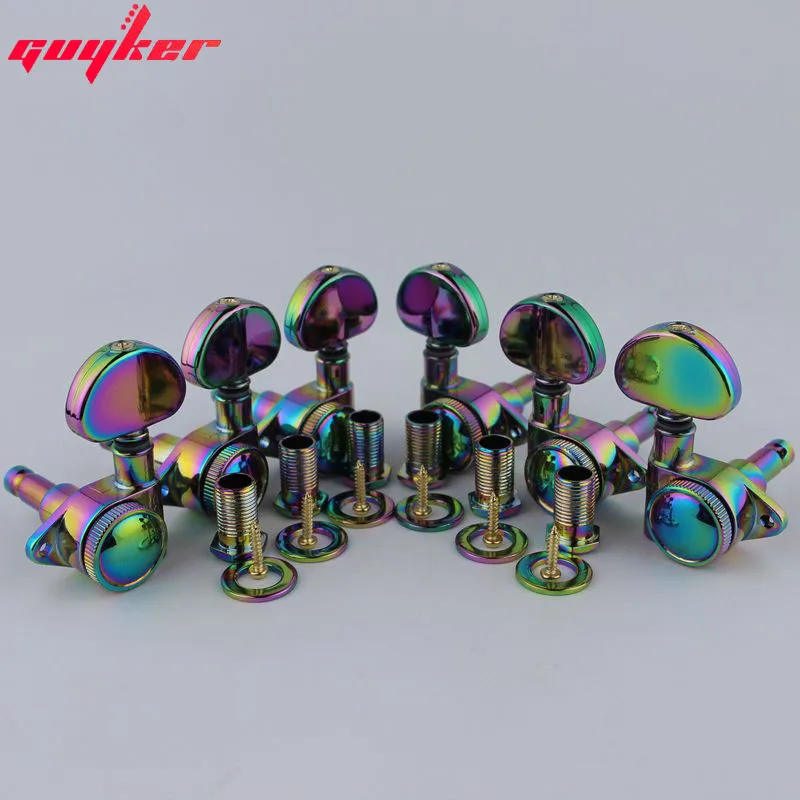 GUYKER Chameleon Rainbow Set Pickup + Lock String Tuners + Potentiometer Cap + Tune O Matic Electric Guitar Bridge for LP Guitar