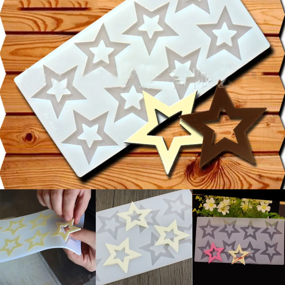 3D Star Shaped Wedding Cake Toppers Baking Stencil Non-stick Cake Mold Silicone Diy Mould Chocolate Cookie Mold Decoration 2022