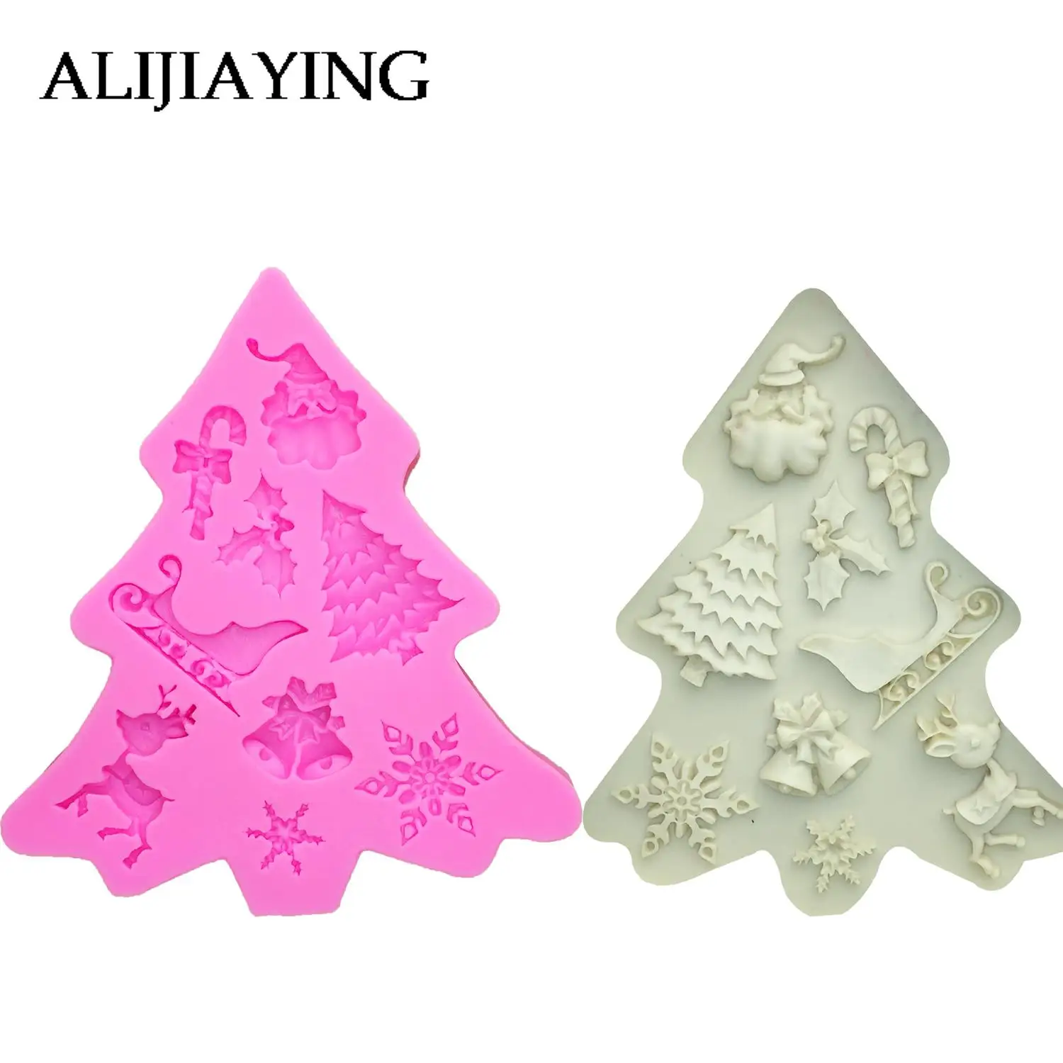 

M1101 Christmas Series Tree/ Deer/Bell/Snowflake/Santa Claus Elk Fondant Silicone Mold Cake Decorating Bakeware Chocolate Mold