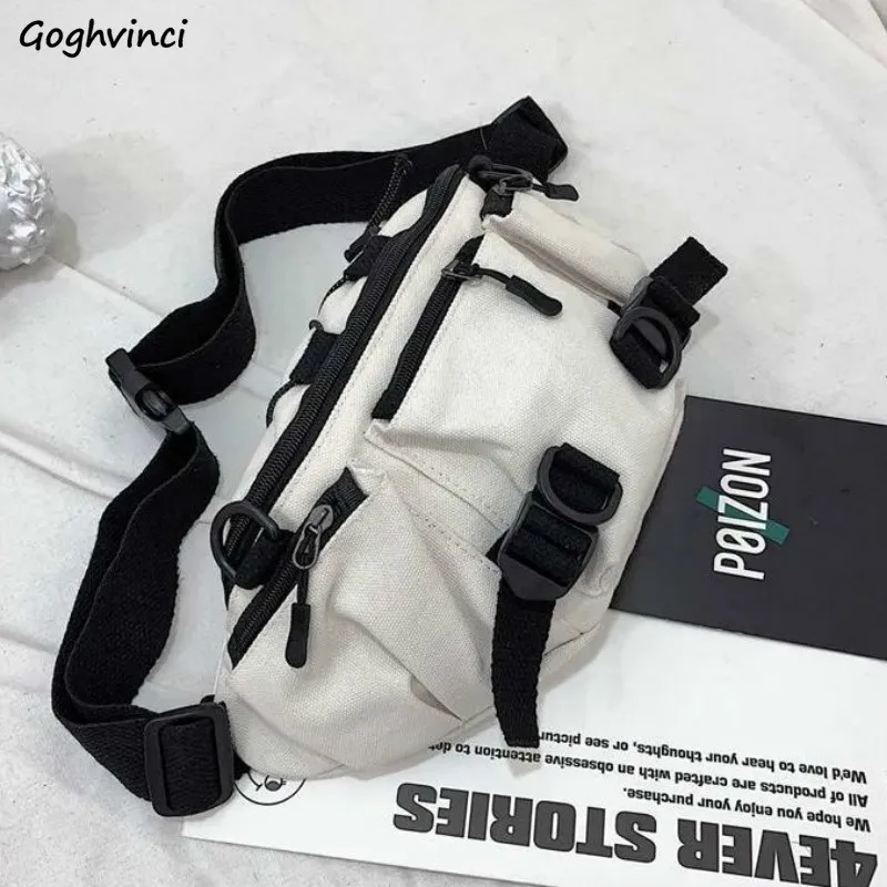 Waist Bags Women Hip Hop Unisex Canvas Fanny Belt Pack Couple Travel Hiking Bag Harajuku Cargo Simple Casual All-match Fashion